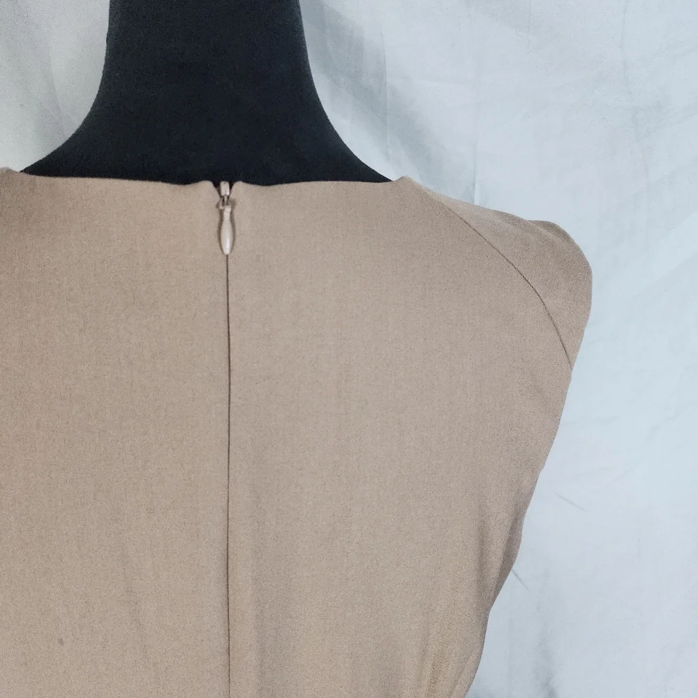 New! BOSTON PROPER Size 6 Brown Sleeveless Cowl Neck Satin Lined Sheath Dress - Picture 7 of 14